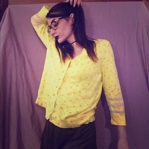 XL Loft yellow polka dot cardigan